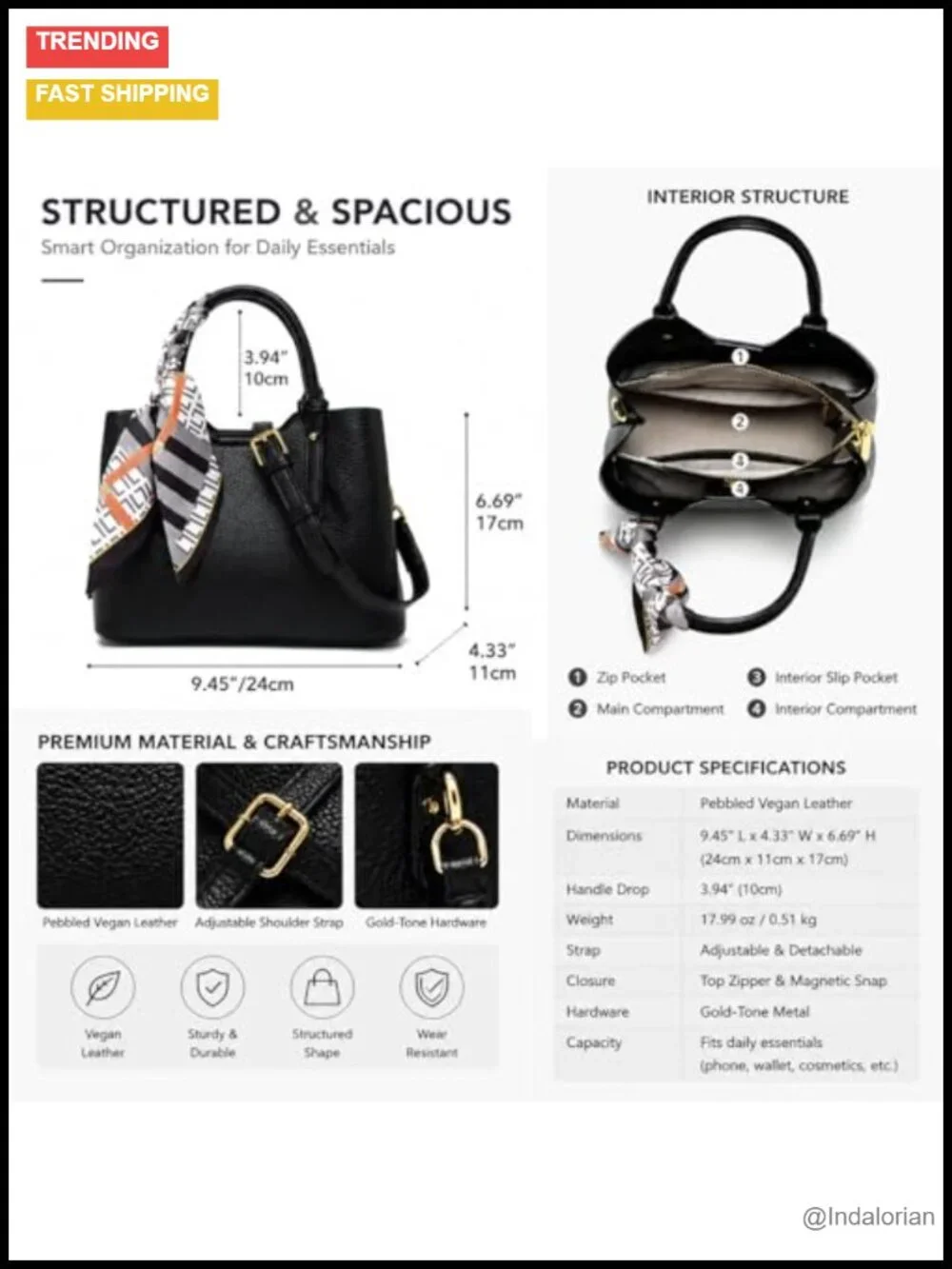 Waterproof Faux Leather Top Handle Shoulder Bag with Wallet Function